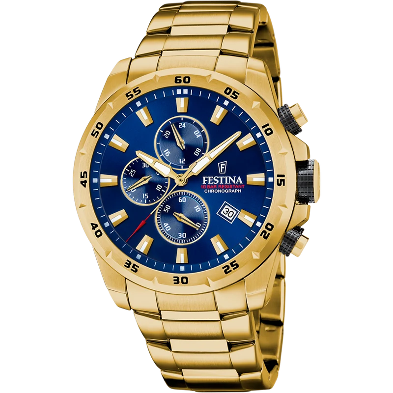 Festina F20541/2 Timeless Chronograph Herrenuhr Blau • Chronographenfunktion • Edelstahlgehäuse