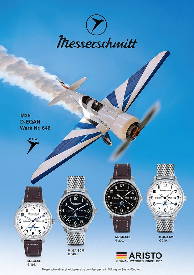 Messerschmitt M-35B-QL Herrenuhr • Schweizer Ronda Quarzwerk • Leuchtzeiger