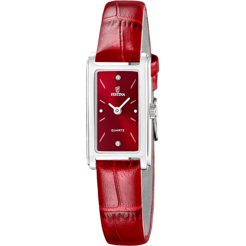 Festina Mademoiselle F20769/3 Damenuhr Rot • Quarzwerk • Lederarmband