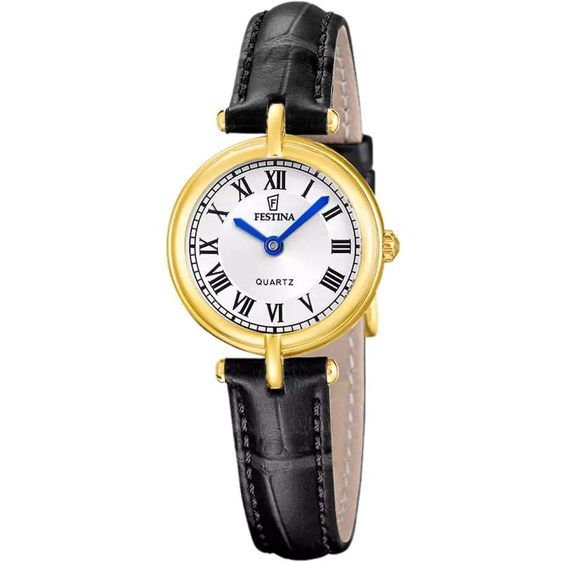 Festina Mademoiselle F20788/1 Damenuhr • Quarzwerk • Schwarzes Lederband