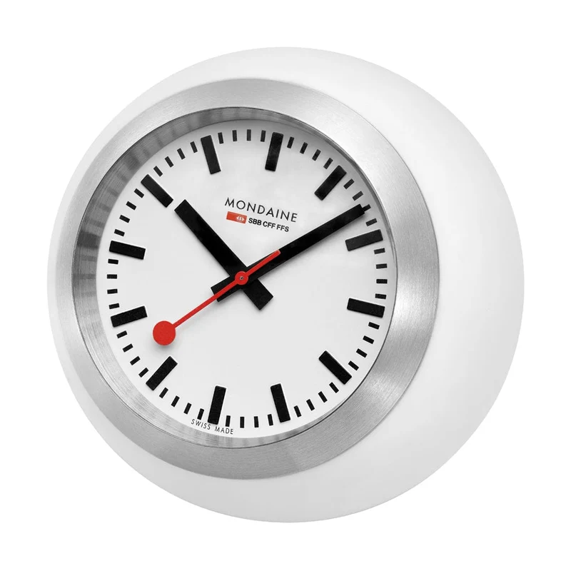 Mondaine Globe Clock A660.30335.16SBA Tischuhr Weiß • Schweizer Quarzwerk • Mineralglas