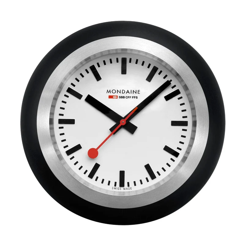 Mondaine Globe Clock A660.30335.16SBO Tischuhr Schwarz • Schweizer Quarzwerk • Bauhaus-Design