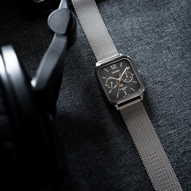 Casio MTP-M305M-8AVER Timeless Collection Herrenuhr Silber • Mondphase • Mineralglas