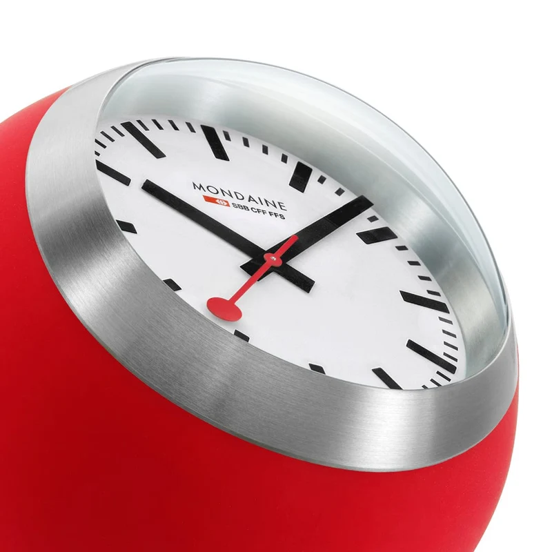 Mondaine Globe Clock A660.30335.16SBP Tischuhr Rot • Schweizer Quarzwerk • Bauhaus-Design
