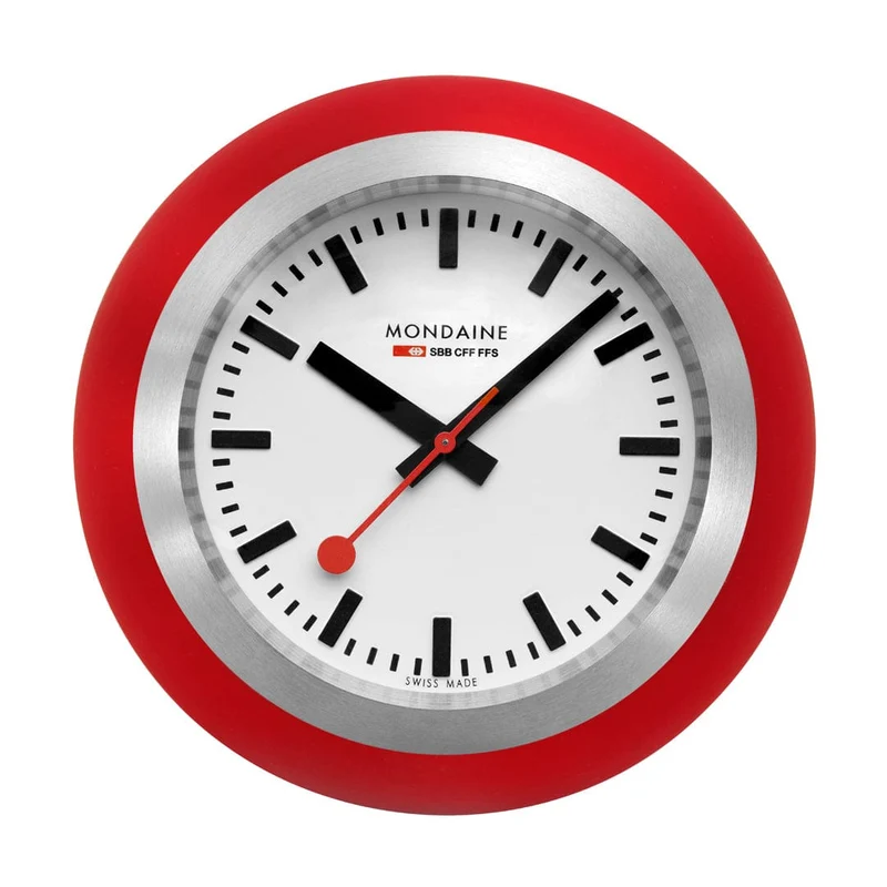 Mondaine Globe Clock A660.30335.16SBP Tischuhr Rot • Schweizer Quarzwerk • Bauhaus-Design