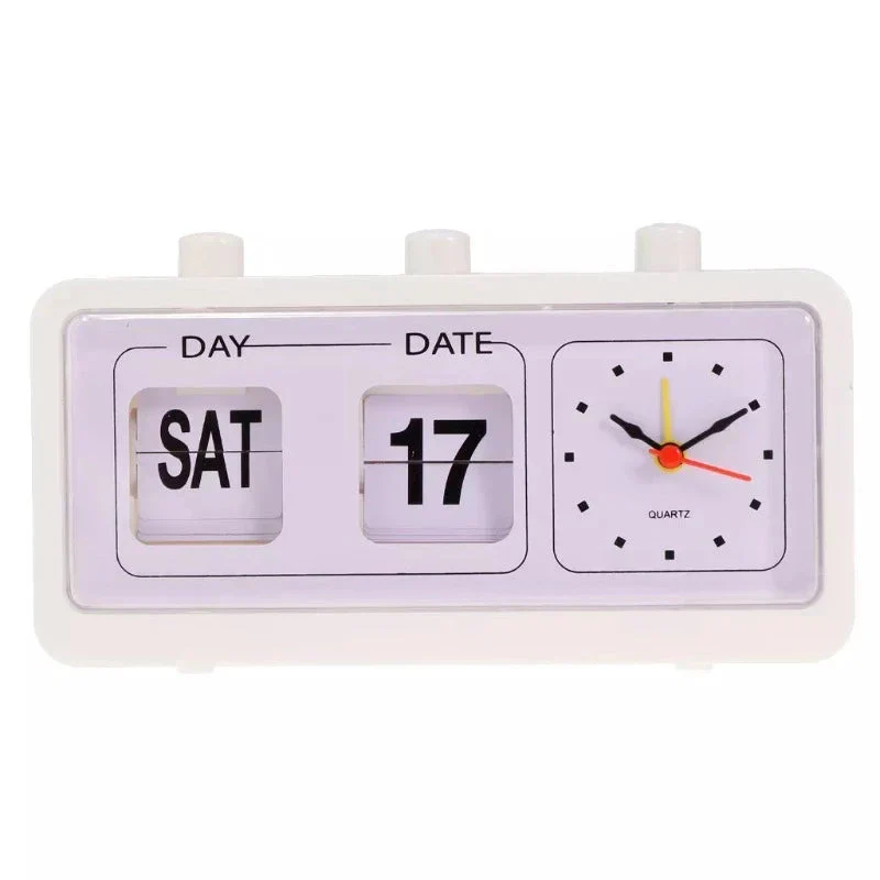 Retro Wecker mit Fallblatt Kalender