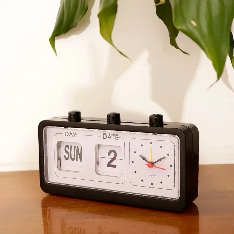 Retro Wecker mit Fallblatt Kalender