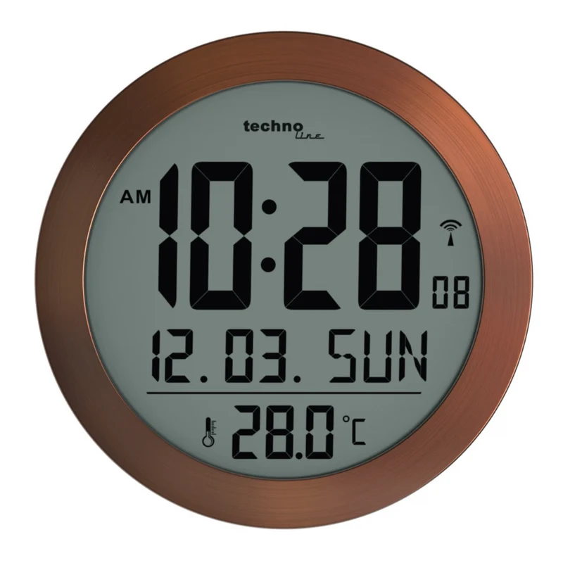 Digitale Funk-Wanduhr / Tischuhr - Thermometer - Datum - Alarmfunktion - Technoline WS 8038