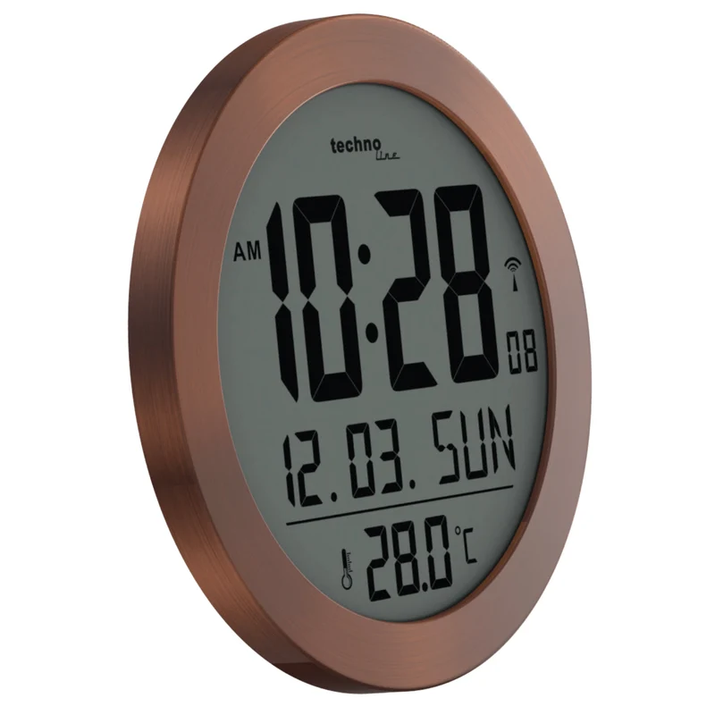 Digitale Funk-Wanduhr / Tischuhr - Thermometer - Datum - Alarmfunktion - Technoline WS 8038