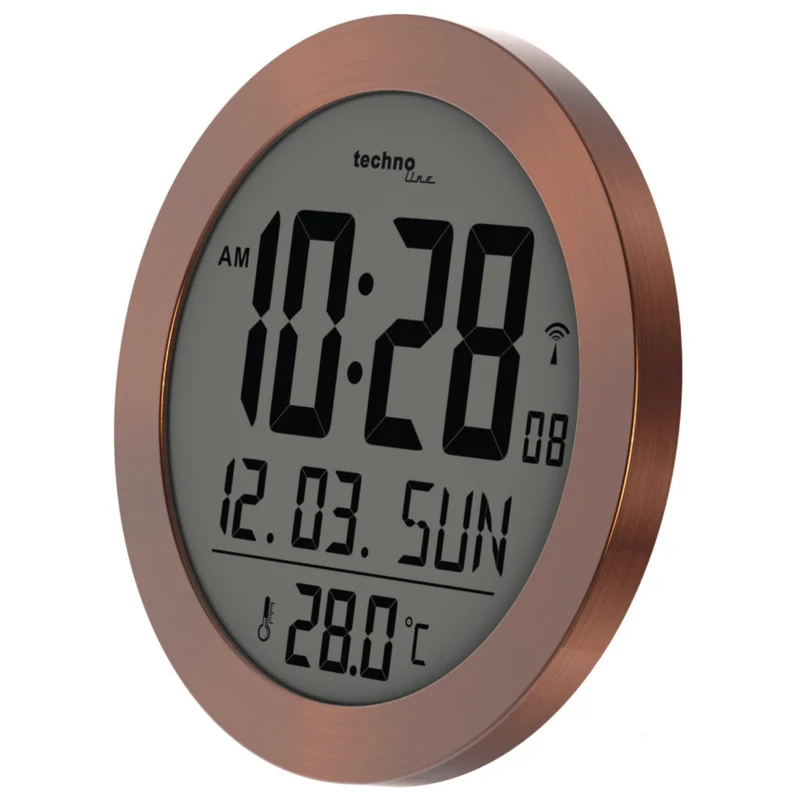 Digitale Funk-Wanduhr / Tischuhr - Thermometer - Datum - Alarmfunktion - Technoline WS 8038