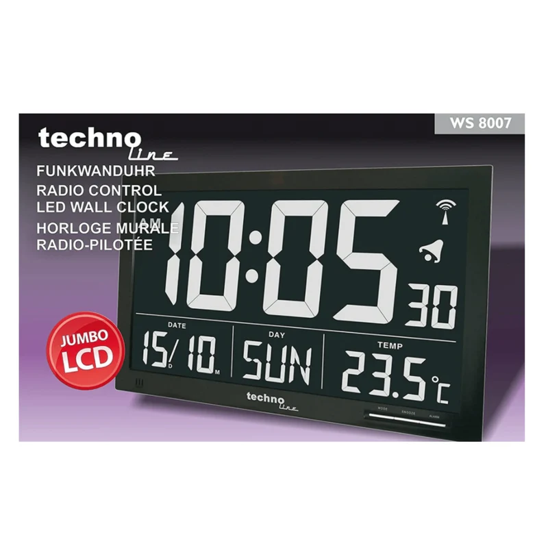 Funk Wand-/Tischuhr - Datum - Temperatur - Alarmfunktion - Technoline WS 8007