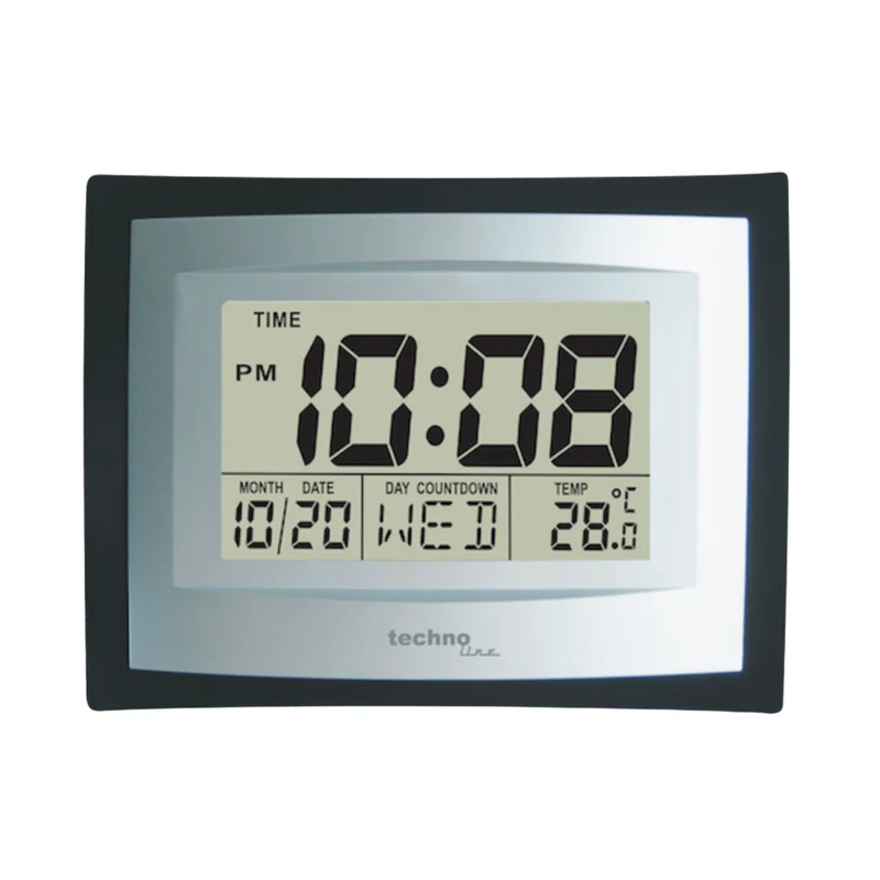 Digitale Wanduhr - Datum - Temperatur - Alarmfunktion - TechnoLine WS 8004