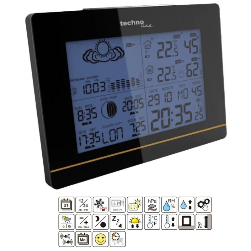 Wetterstation mit Mondphase / Thermometer / Hygrometer - Technoline WS 6750