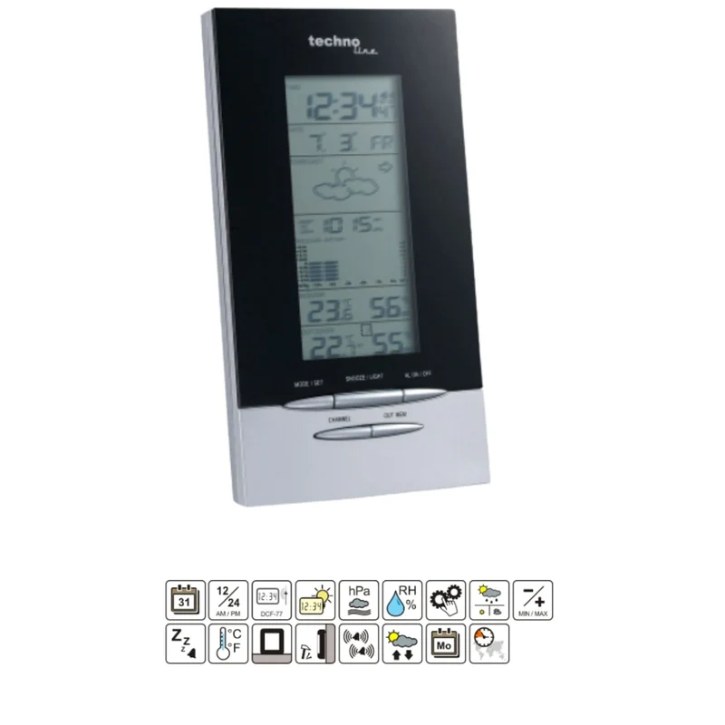 Digitale Funkuhr Thermometer/Hygrometer Wetterstation - Technoline WS 6730