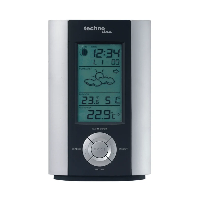 Wetterstation - inkl. Außensensor - Wettervorhersage/-lage - Datum - Alarmfunktion - Technoline WS 6710