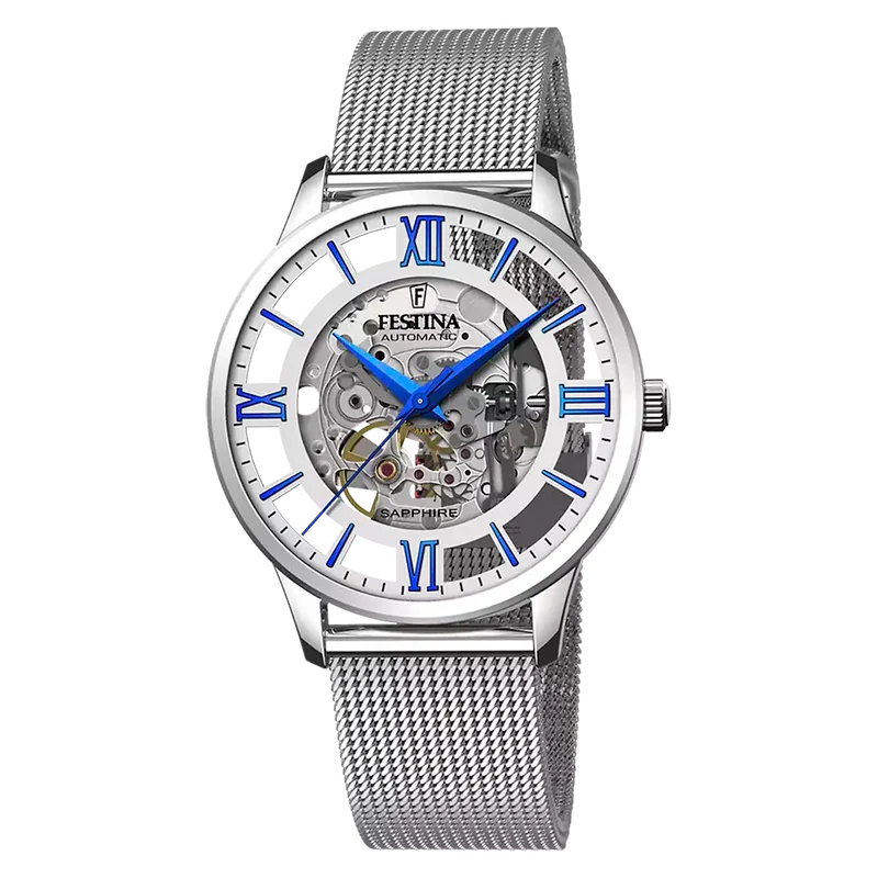 Festina F20534/1 Herrenuhr Silber • Automatikwerk • Saphirglas