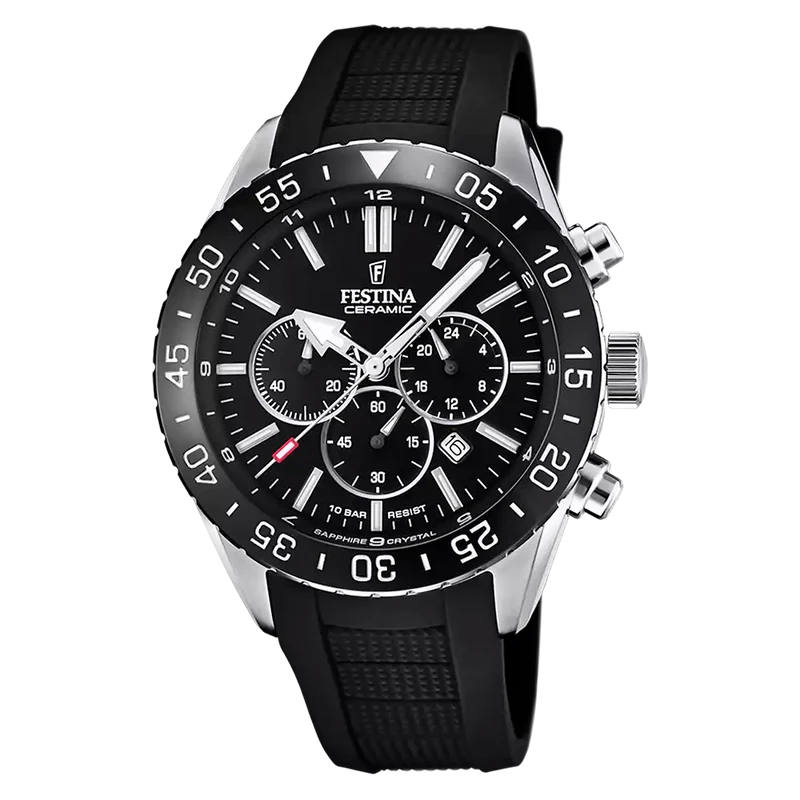 Festina Ceramic F20515/2 Herrenuhr Schwarz • Saphirglas • Chronograph