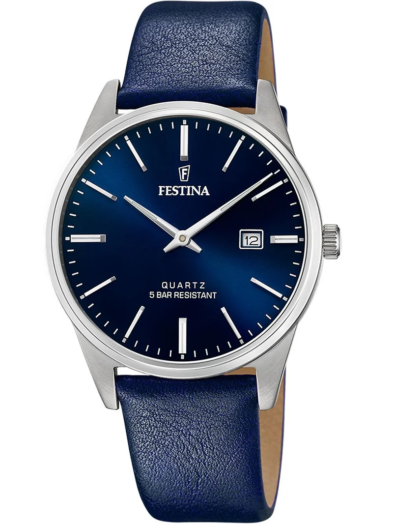 Festina Classics F20512/3 Herrenuhr Blau • Blaues Lederarmband • Mineralglas
