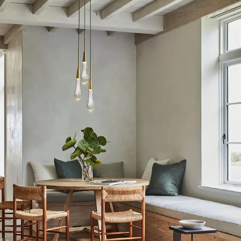 LED Hanglamp Gezaaid Glas Druppelvorm Dimbaar Verstelbaar Messing Brons Nikkel Eetkamer Woonkamer Modern | Sansoti
