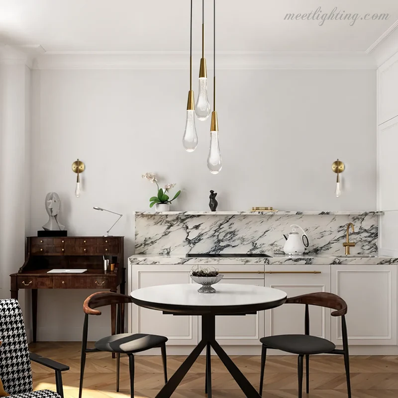 LED Hanglamp Gezaaid Glas Druppelvorm Dimbaar Verstelbaar Messing Brons Nikkel Eetkamer Woonkamer Modern | Sansoti