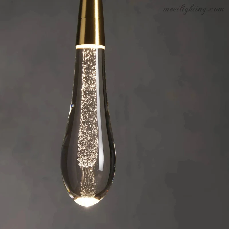 LED Hanglamp Gezaaid Glas Druppelvorm Dimbaar Verstelbaar Messing Brons Nikkel Eetkamer Woonkamer Modern | Sansoti