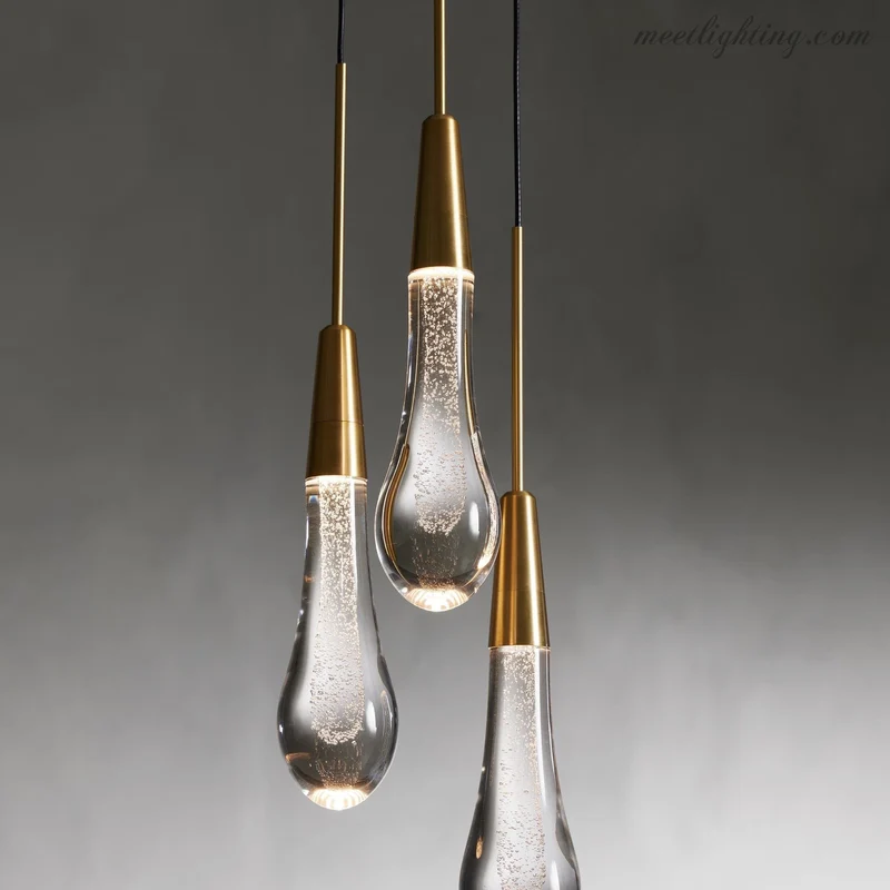 LED Hanglamp Gezaaid Glas Druppelvorm Dimbaar Verstelbaar Messing Brons Nikkel Eetkamer Woonkamer Modern | Sansoti
