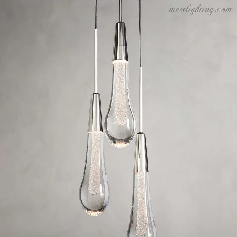 LED Hanglamp Gezaaid Glas Druppelvorm Dimbaar Verstelbaar Messing Brons Nikkel Eetkamer Woonkamer Modern | Sansoti
