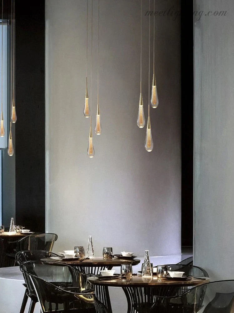 LED Hanglamp Gezaaid Glas Druppelvorm Dimbaar Verstelbaar Messing Brons Nikkel Eetkamer Woonkamer Modern | Sansoti