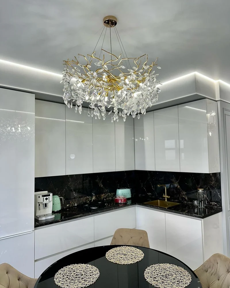 Kristallen Kroonluchter Takontwerp met G9 LED Verlichting Dimbaar voor Eetkamer Woonkamer Sfeerverlichting | Sansoti