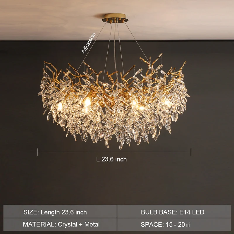 Kristallen Kroonluchter Takontwerp met G9 LED Verlichting Dimbaar voor Eetkamer Woonkamer Sfeerverlichting | Sansoti
