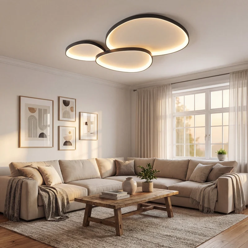 Minimalistische LED Plafondlamp Aluminium 90x60cm Eetkamer Woonkamer Verlichting Moderne Strakke Lijnen | Sansoti