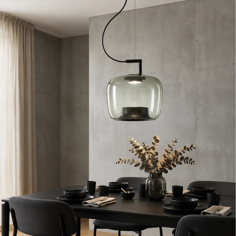 Glazen Hanglamp E27 IJzer Modern Warm Wit Keuken Eetkamer Verstelbaar Sfeervol Licht Design Scandinavisch | Sansoti