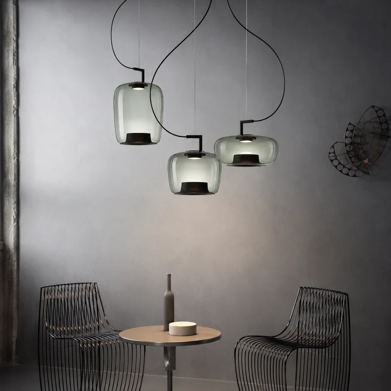 Glazen Hanglamp E27 IJzer Modern Warm Wit Keuken Eetkamer Verstelbaar Sfeervol Licht Design Scandinavisch | Sansoti