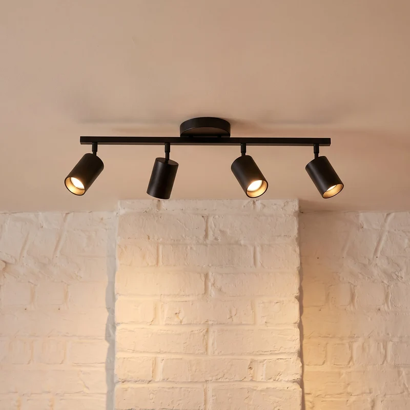 Verstelbare plafondspot 4-lichts zwart wit aluminium GU10 fitting woonkamer keuken spotverlichting modern | Sansoti
