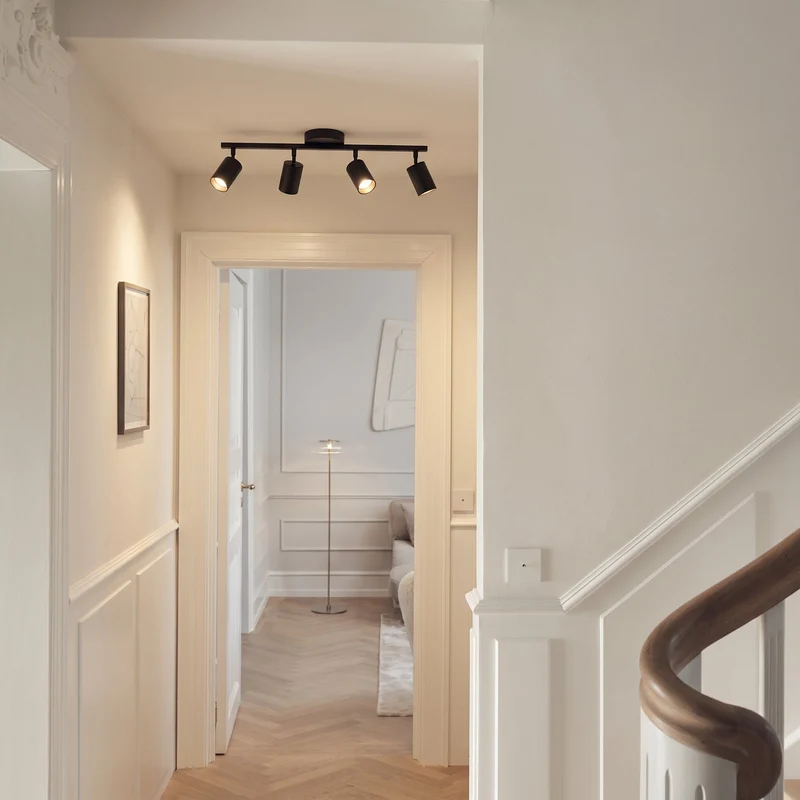Verstelbare plafondspot 4-lichts zwart wit aluminium GU10 fitting woonkamer keuken spotverlichting modern | Sansoti