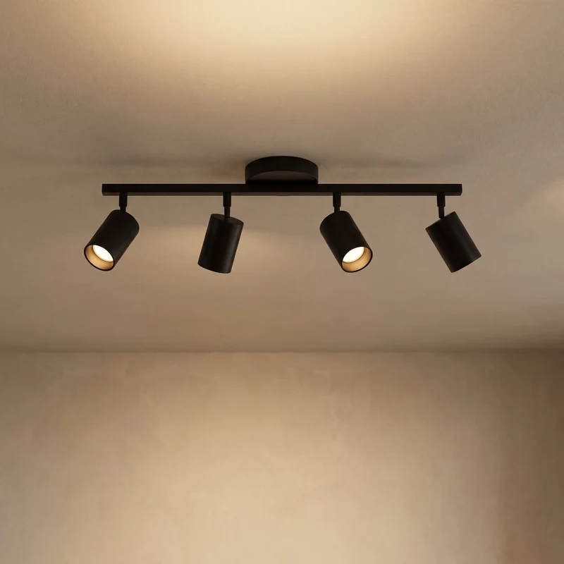 Verstelbare plafondspot 4-lichts zwart wit aluminium GU10 fitting woonkamer keuken spotverlichting modern | Sansoti