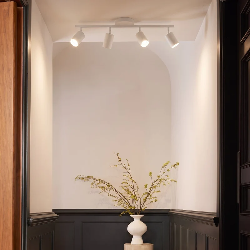Verstelbare plafondspot 4-lichts zwart wit aluminium GU10 fitting woonkamer keuken spotverlichting modern | Sansoti