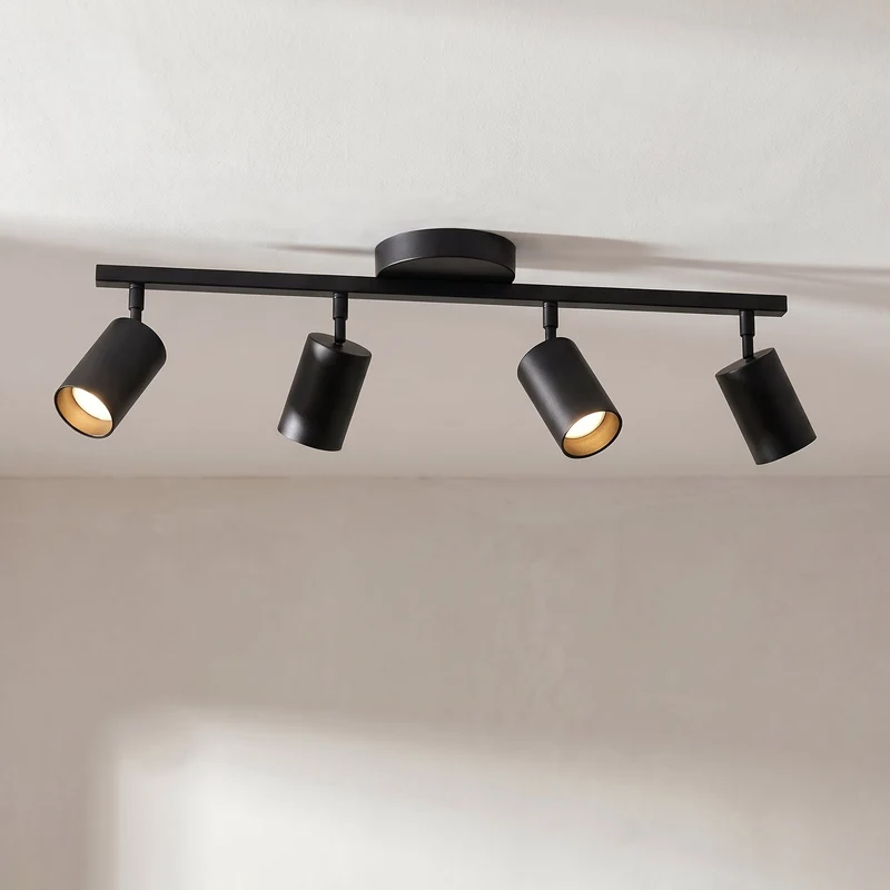 Verstelbare plafondspot 4-lichts zwart wit aluminium GU10 fitting woonkamer keuken spotverlichting modern | Sansoti