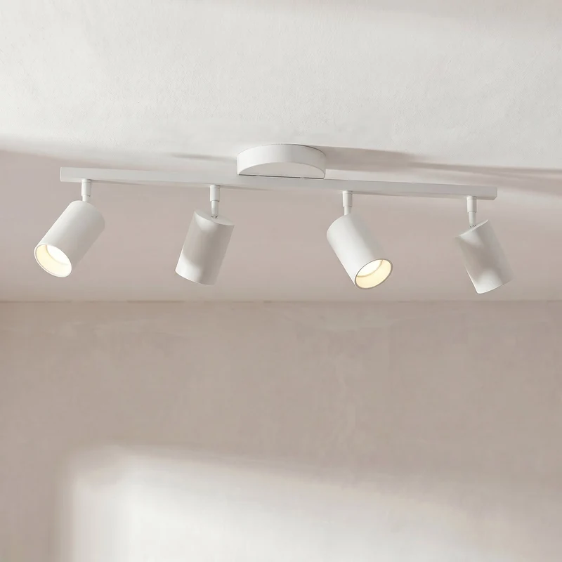 Verstelbare plafondspot 4-lichts zwart wit aluminium GU10 fitting woonkamer keuken spotverlichting modern | Sansoti