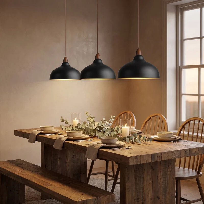Hanglamp Hout & Metaal E27 Verstelbaar Scandinavisch Design Eetkamer Keukeneiland Woonkamer Warm Sfeerlicht | Sansoti