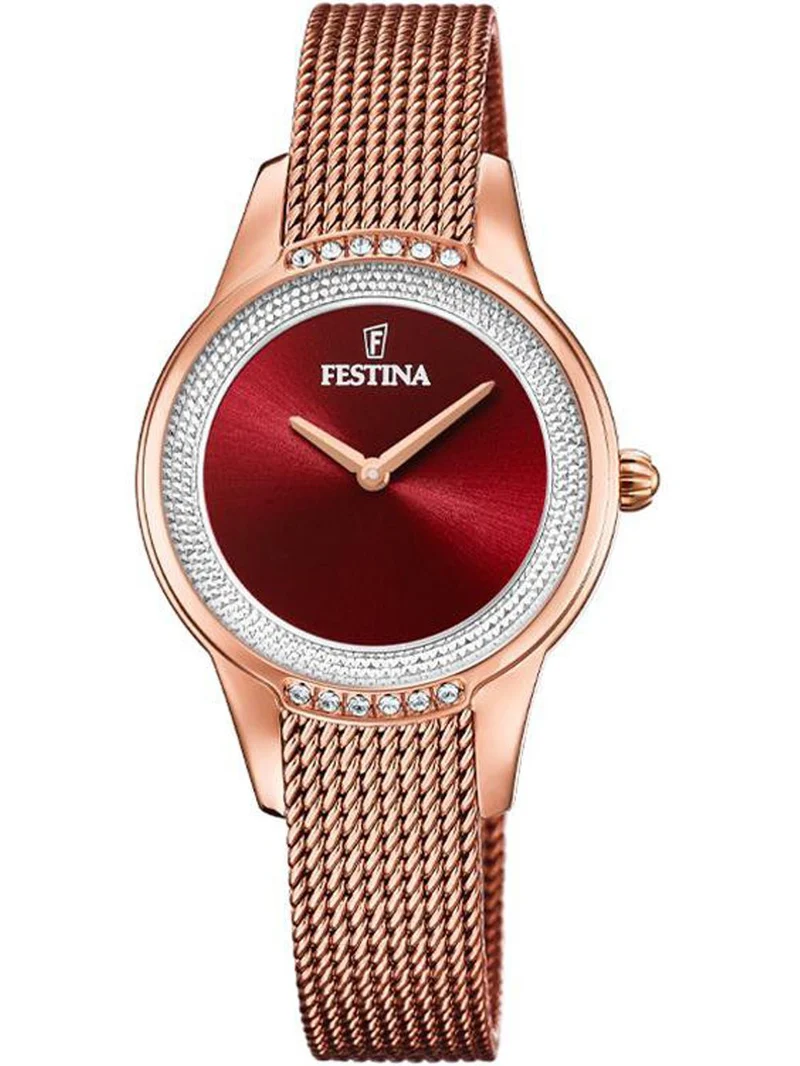 Festina Mademoiselle F20496/1 Damenuhr Rot • Zirkonia-Besatz • Mineralglas
