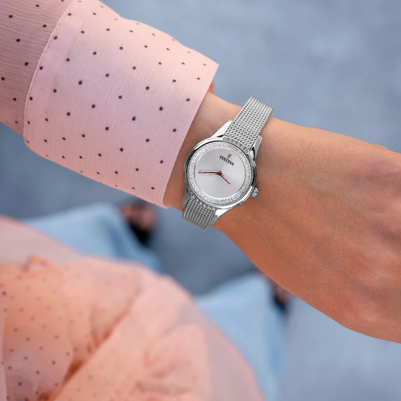Festina Mademoiselle F20494/1 Damenuhr Silber • Mineralglas mit Zirkonia • Quarzwerk MIYOTA