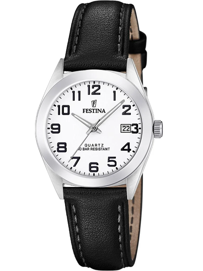 Festina Classics F20447/1 Damen Armbanduhr Weiß • Mineralglas • Echtlederarmband