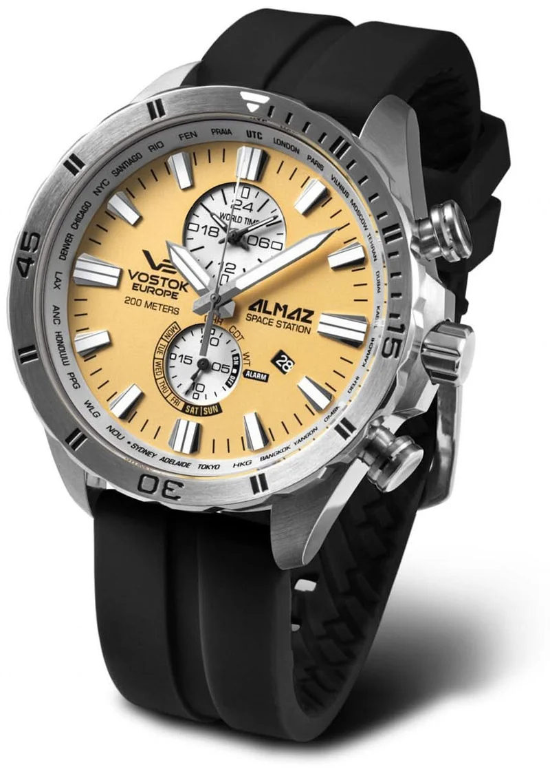 Vostok Europe Almaz YM8J-320A655S Herrenuhr • World Timer