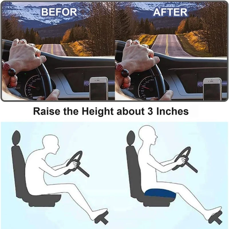 Ergonomisch Autostoelkussen Memory Foam Zwart Grijs Beige Bruin Roze Verhoogde Zitpositie Comfort Lange Ritten | Sansoti