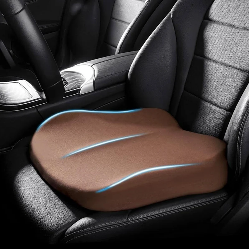 Ergonomisch Autostoelkussen Memory Foam Zwart Grijs Beige Bruin Roze Verhoogde Zitpositie Comfort Lange Ritten | Sansoti