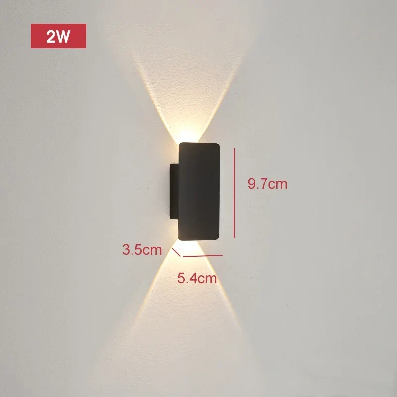 Aluminium Buitenwandlamp LED 18W Zwart Waterdicht IP65 Moderne Verlichting voor Terras Tuin en Balkon | Sansoti