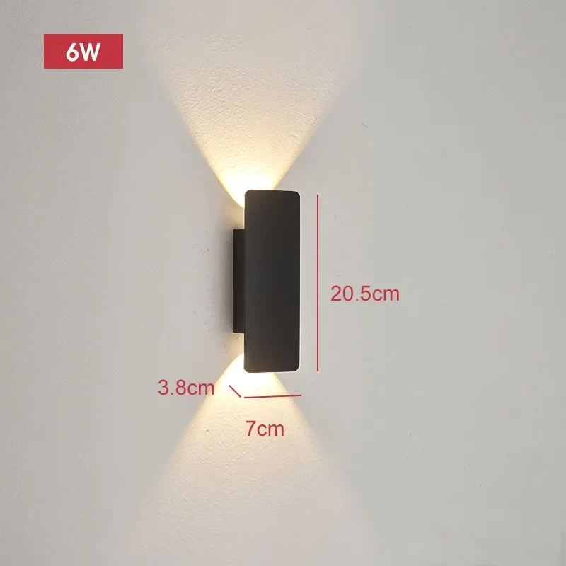 Aluminium Buitenwandlamp LED 18W Zwart Waterdicht IP65 Moderne Verlichting voor Terras Tuin en Balkon | Sansoti