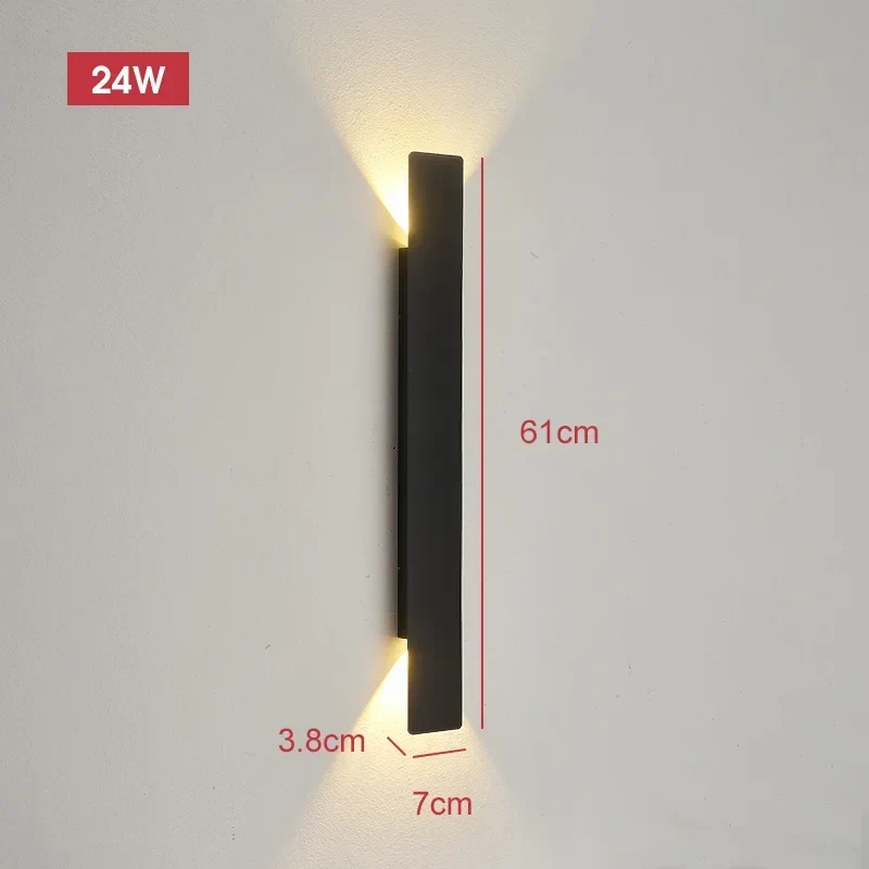 Aluminium Buitenwandlamp LED 18W Zwart Waterdicht IP65 Moderne Verlichting voor Terras Tuin en Balkon | Sansoti