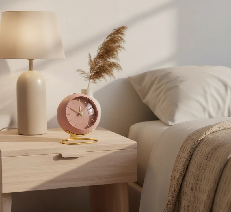 Vintage Wekker met Stil Uurwerk Metalen Behuizing Rond Klassiek Design Grote Wijzerplaat Nachtlampje | Sansoti